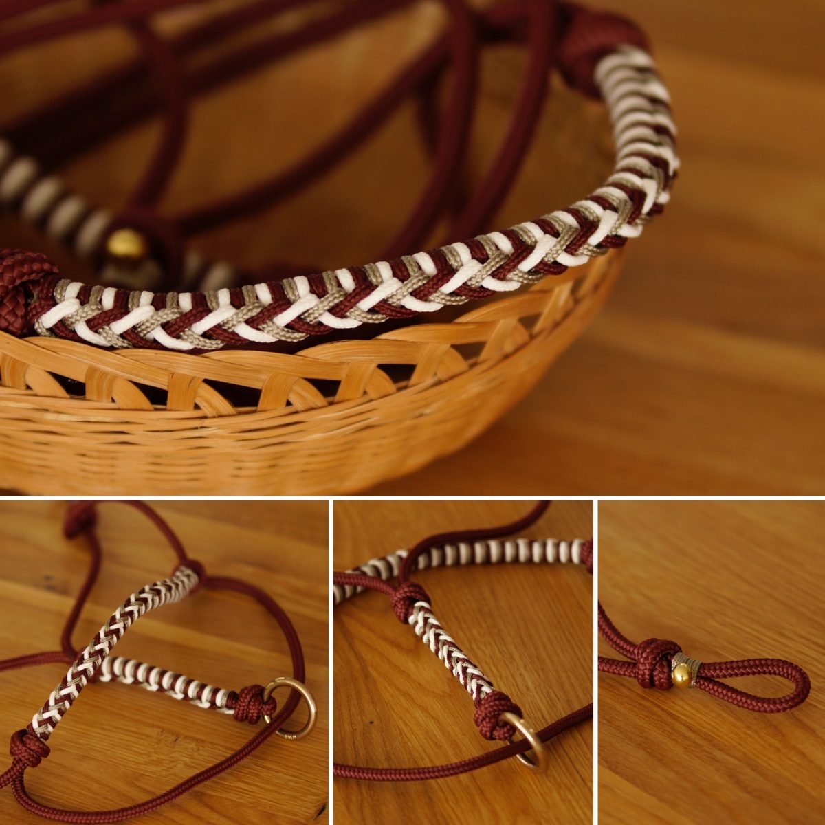 Knotenhalfter mit Ring bordeaux