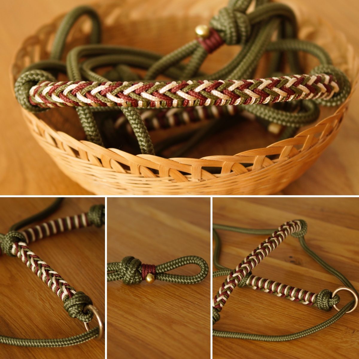 Knotenhalfter mit Ring olive